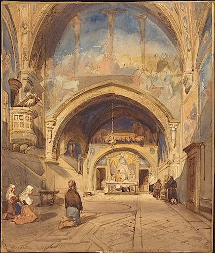 Toile nordique église San Benedetto Subiaco par William Muller tableau 60x90cm
