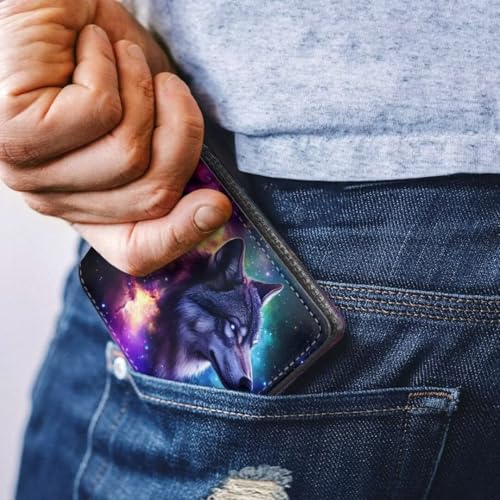 Image of Coldinair Stellar Galaxy Wallet for Teen Boys Kids Purse Wallets Wolf Leather Kids Boys Bifold Wallet for Children Teenager