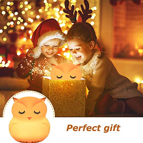 Image of Owl Night Light Baby Bedside Lamp Child, Silicone Nursery Lamp for Breastfeeding Bedroom Mood Lights, Eye Caring, Adjustable Brightness & Color, Time Setting, Holiday Gifts - Medium