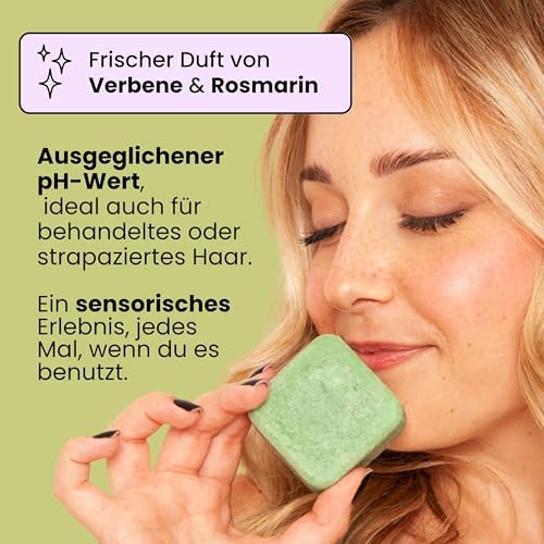 Enooso - Bio-Shampoo Gegen Haarausfall, Stärkt Mit Rosmarinöl, Verdünnt Mit Reinigendem Rizinusöl, Für Fettiges Haar, 100% Natürliches und Veganes Festes Shampoo - 130g