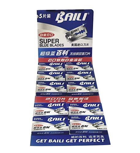 Safety Razor Blade Pack - Double Edge Platinum Coated Stainless Steel Razor Blades. Fits all Types of Double Edge Safety Razors. Top Quality, Long Lasting Shaving Blades (Pack of 50)