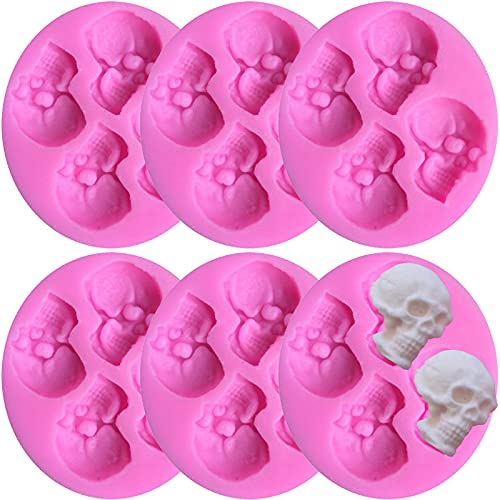 6 moldes de silicona para dulces de Halloween, cráneos de fondant, moldes de chocolate y dulces para el hogar, fiestas, chocolate, utensilios para hornear Cover
