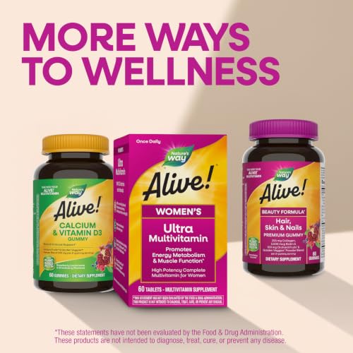 Nature's Way Alive! Women's Ultra Multivitamin, High Potency, 60 ct | Complete Daily Women's Vitamins, Promotes Energy Metabolism and Muscle Function*, Vitamin A, C, D, Methylated B12 - image 8