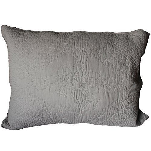 Fantasydeco Quilted Standard Sham, 20"X26", Grey, 2 Pieces #TOP1