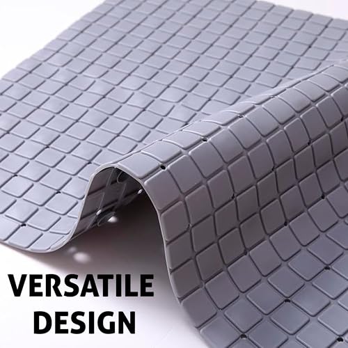 Image of Storite Non Slip Bathtub & Shower Mat Extra Long Bathroom Mats for Tub Nonslip Anti Slip Bathmats with Suction Cups, Drain Holes, Foot Massage Scrubber for Kids & Adults (1, 78 x 46 cm (Rectangular))