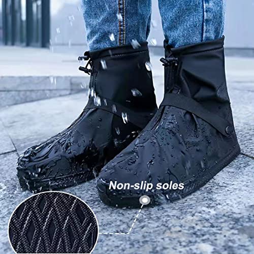 Vboo Shoe Covers With Zipper Hard Sole Version Waterproof Shoe Covers Reusable Galoshes For Rainy And Snowy Outdoors Garden Etc, Rain Boots For Men Women Kid (X-Large, Black) #TOP1