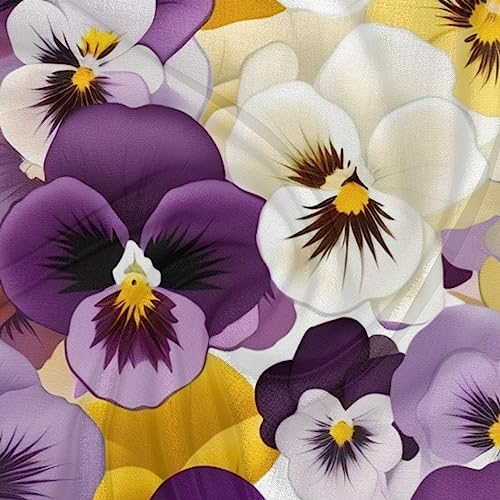 QsirBC Cartoon Pansy Square Silk Scarf, Summer Head Scarf, Hair Scarf for Women Soft Smoothness for Travel Yoga Handkerchief Shawl Sunscreen Gift 23.6× 23.6 Inches3