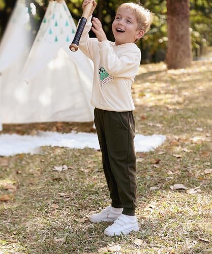 Image of GFQLONG Toddler Boys 2 Pack Cotton Active Jogger Sweatpants,Kids Casual Athletic Solid Pocket Pull On Pants