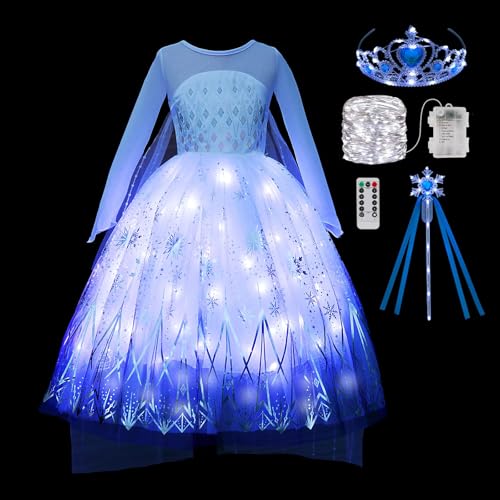CIYTI Light Up Elsa Princess Costume Dress for Girls Halloween Birthday Party Outfit Cosplay Dress Up for Kids(3-4 Years)