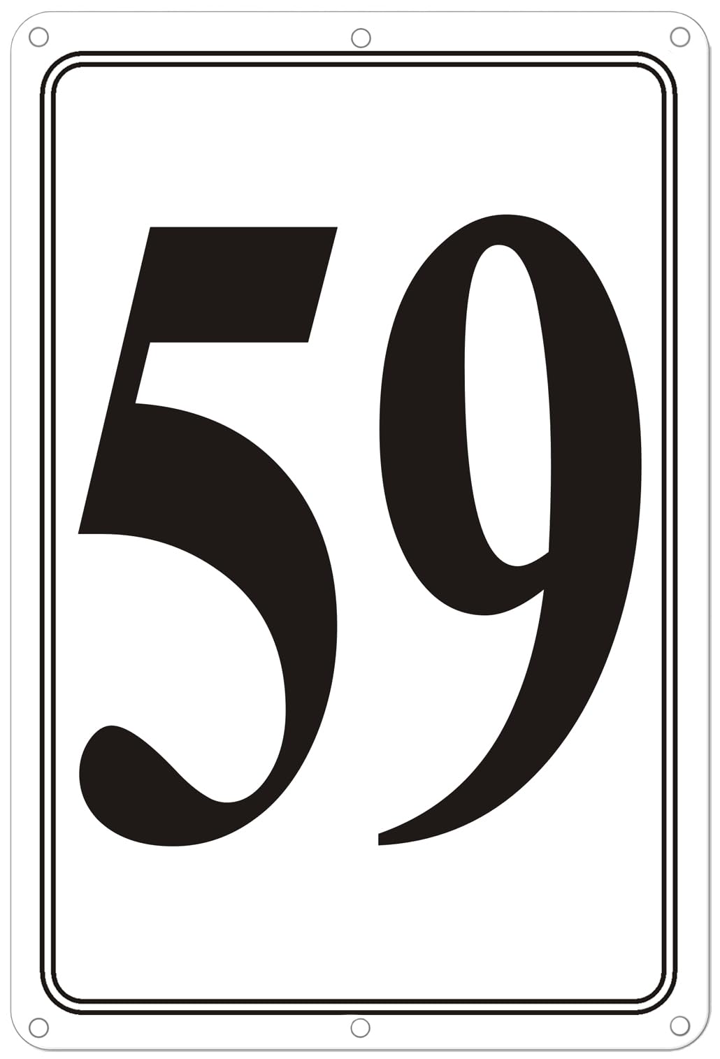 Premium Aluminum Number Signs 59, Metal 12" X 8" Numbered Signs Outdoor for Parking Lots, Floor, Dock, Court, Aisle, Field, High Visibility, No Fade, Weather-resistant