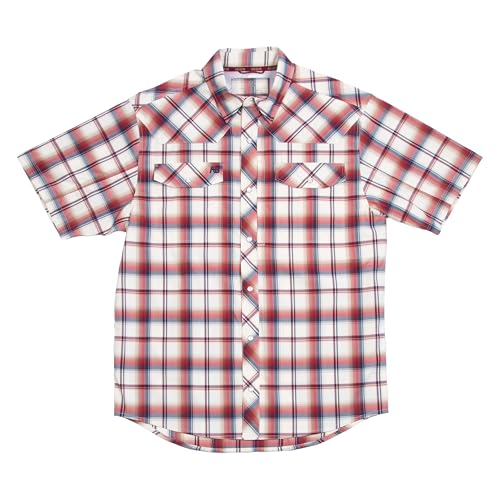 Men's Short Sleeve Stockyard Pearl Snap Shirt, Breathable Button-Down Western Shirt for Men