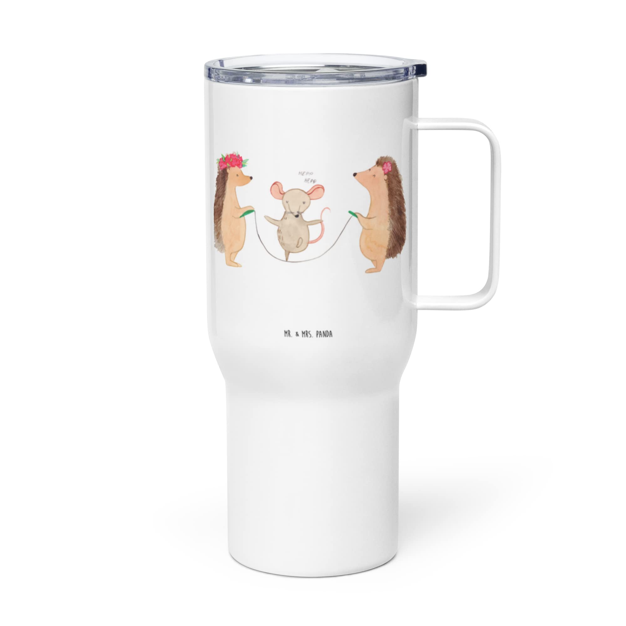 Mr. & Mrs. Panda Kaffee-to-go-Becher Igel Seilhüpfen - Geschenk, Lustige Sprüche, thermosbecher, Kindergarten, Thermos-Becher, Trinkgefäß, Maus, Teetasse, Kinder, Seilspringen, Thermobecher