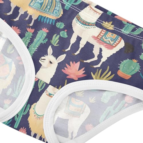 Wusikd Llamas Girls' Underwear Cotton Cacti Girls Briefs Soft Toddler Underwear 2T4