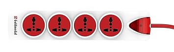 Goldmedal Plugged-in 4x1 Power Strip - White (Pack of 1), 4 Outlet International Sockets|Master Switch with Indicator-5 Meter Cable, for Home & Office