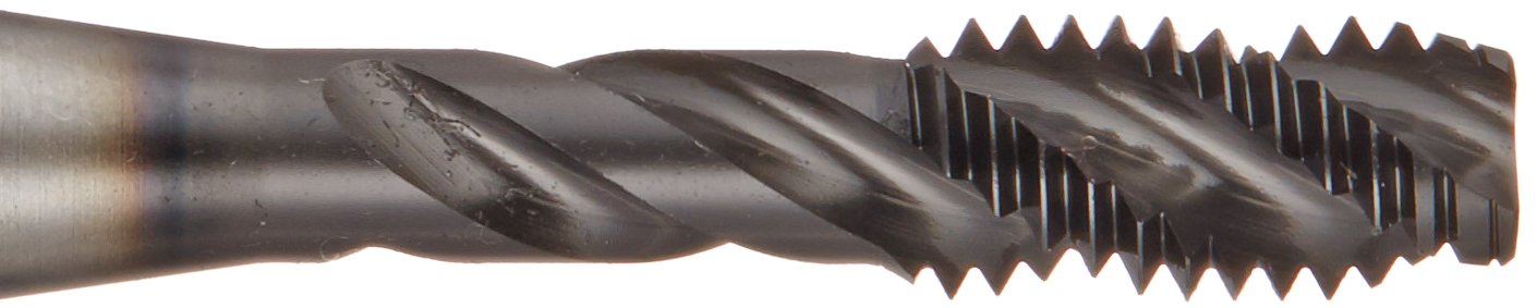 YG-1 BM Series Super HSS Spiral Flute Tap, Hardslick Coated, Round Shank with Square End, Modified Bottoming Chamfer, M6.0-1.0 Thread Size, D5 Tolerance