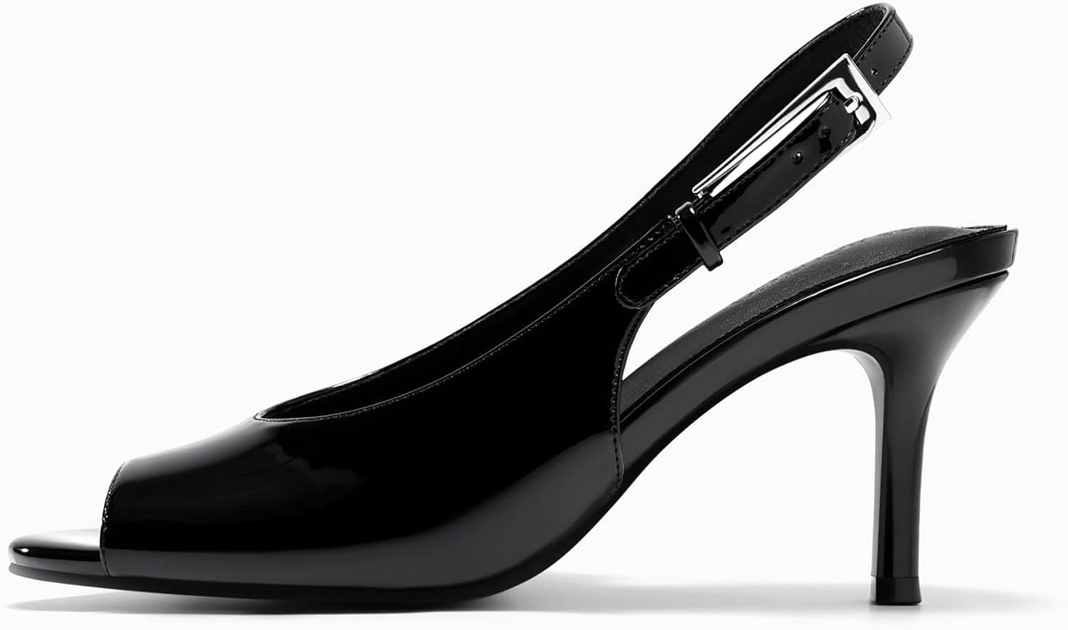 Coutgo Womens Slingback High Heels Open Peep Toe Mesh Sandals Buckle Wedding Party Dress Shoes - Image 4