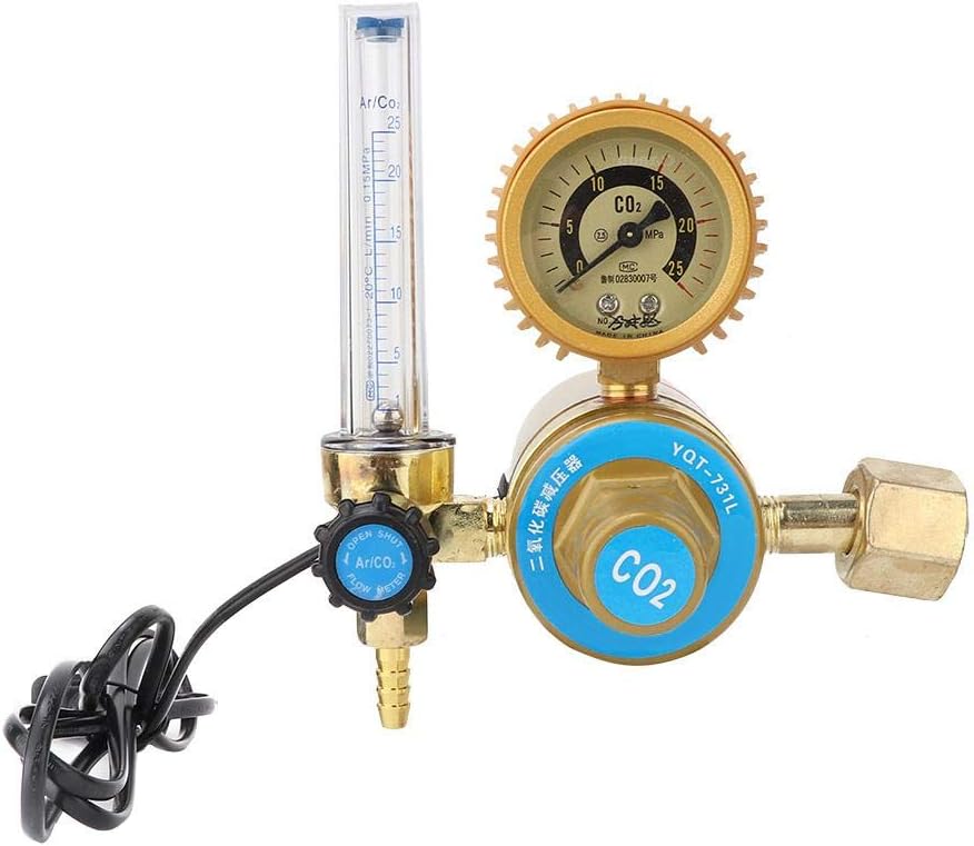 【𝐁𝐥𝐚𝐜𝐤 𝐅𝐫𝐢𝐝𝐚𝒚 𝐒𝐚𝐥𝐞】CO2 Pressure Regulator, 36V Pratical 25MPa CO2 Pressure Regulator Carbon Dioxide Pressure Reducer Heated Pressure Gauge for MIG and TIG Welding