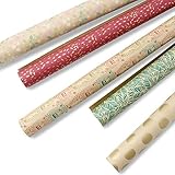 BIOZOYG Geschenkpapier 200x70cm Serie Joy I Kraftpapier-Rolle Geschenk-Verpackung Grammatur 70 I Recyclingpapier I edles Einpackpapier I Naturpapier zum Basteln I Geschenk-Papier-Set 5er Packung