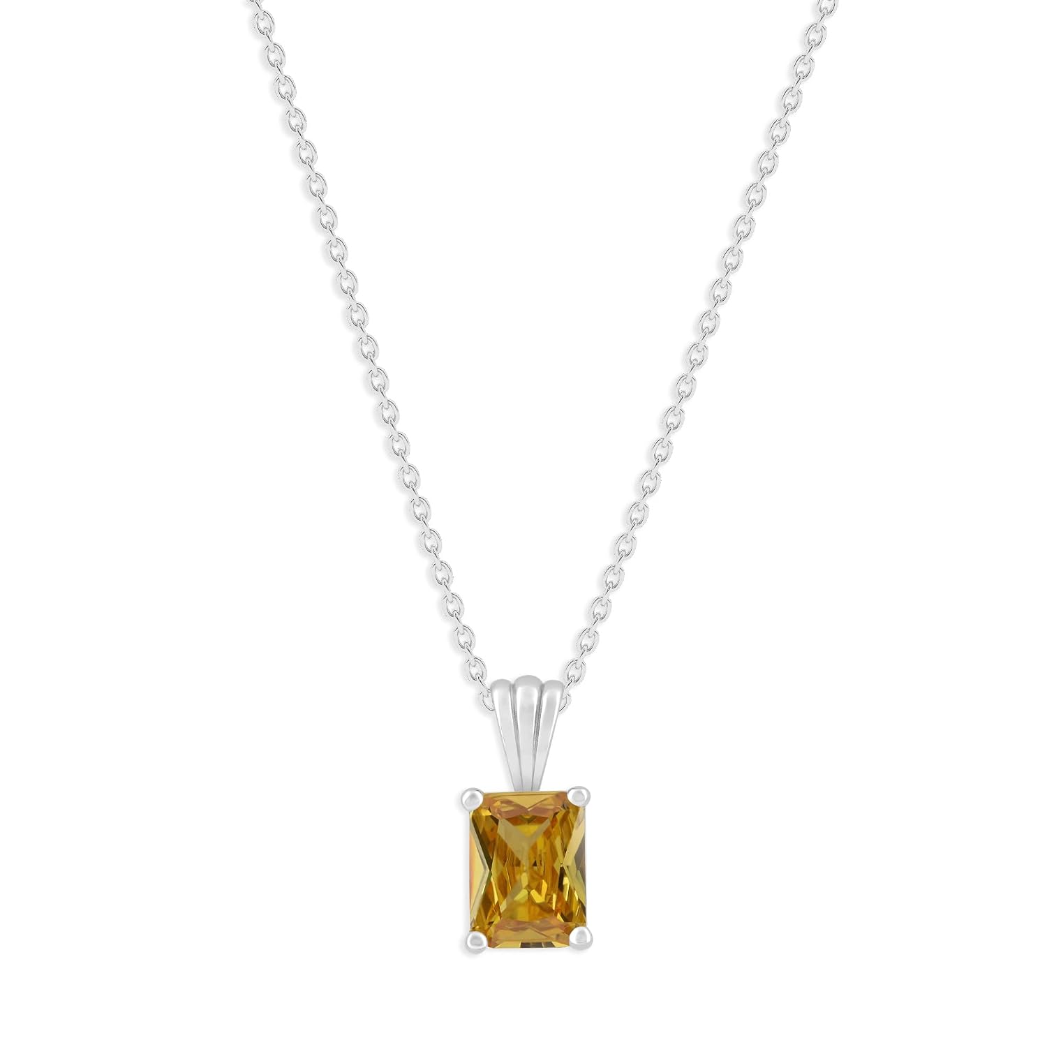 Belacqua Gemstone Necklace in Sterling Silver, Emerald Pendant Size 6 * 8mm, 15" Cable Chain with 2" Extender, Spring Ring Clasp, Dainty Birthstone Necklace for Women, Gift Box... - Image 6