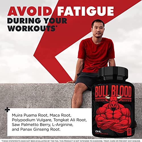 ONL Bull Blood Ultimate Natural Testosterone Booster for Men (2 Pack), Men’s Best High Potency Endurance, Strength & Test Booster, 2pack - 120 Capsules