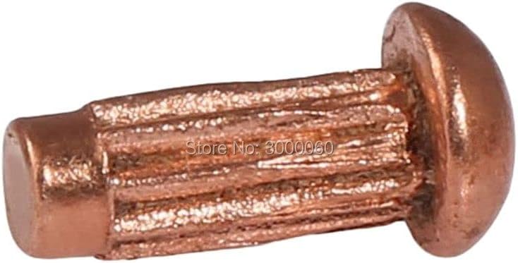 M2 Copper Round Head Solid Knurled Rivets For Name Plate 1000pcs/lot - (Stem Length: 8mm)
