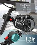 Fosmon Bike Lock Cable (1.8M/6FT), Heavy Duty 5-Digit Self Coiling Resettable Combination Code, Anti-Theft Bicycle Chain Security Lock & Mount Holder