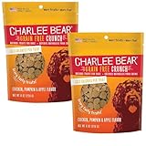 Charlee Bear Dog Training Treats for Small, Medium & Large Breeds, Crunchy Low Calorie Grain Free Dog Treats, USA Made, Chicken, Pumpkin & Apple, 2 Pack, 8oz Each