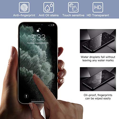 51RjVU1uWlL Peafowl Compatible with iPhone 12 Pro Max Screen Protector, 2 Pack Privacy Tempered-Glass Screen Protector + 2 HD Tempered Glass Camera Lens Protector+ Film set - Image 4