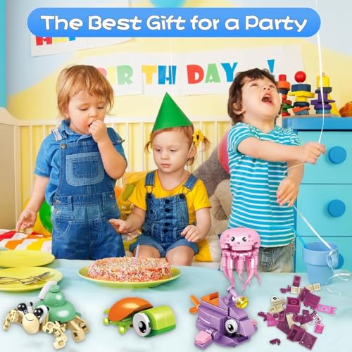 Kaovcxr 12 Pack Party Favors For Kids,Mini Building Blocks Animals Toys,Sea Animals Building Blocks For Birthday, Goodie Bag Stuffers, Classroom Prizes For Boys Girls Ages 3-12 - 6