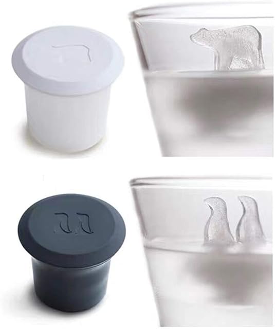 Polar Ice Cube Trays Molds for Whiskey Scotch Drinking Silicone Polar Bear and Penguin Ice Cube Mould Trays