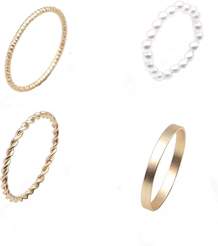 Amazon Beauty Player バレンタイン ギフト 指輪 レディース リング セット 女性 おしゃれ シンプルな 装飾付き オープン リング パーティーリンググ 人気 フリーサイズ 4点セット リング 通販