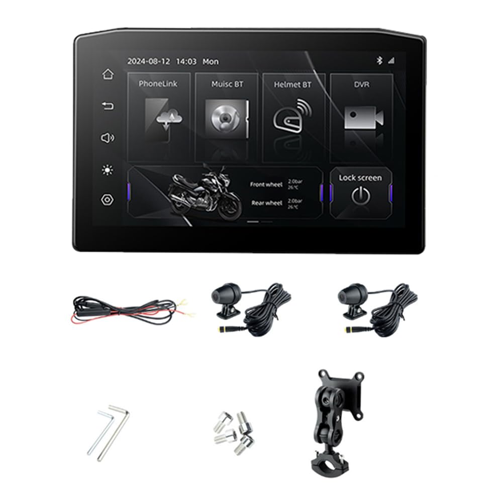 Écran de Navigation de Moto 6,25 Pouces Étanche Affichage Amovible avec DVR Wireless Carplay Android Auto