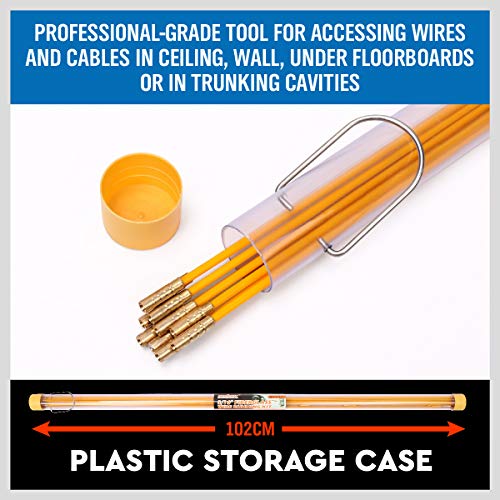 33' Fiberglass Running Wire Cable Coaxial Electrical Fish Tape Pull Push Kit #TOP2