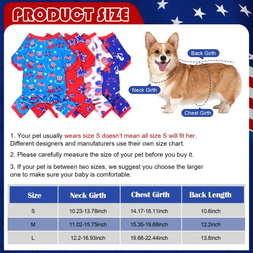 4 Pack Dog Pajamas 4Th Of July American Flag Patriotic Dog Clothes Dog Shirt Jumpsuit For Independence Day Labor Day Memorial Day Dog Puppy Accessories(Medium, Flag) #TOP1