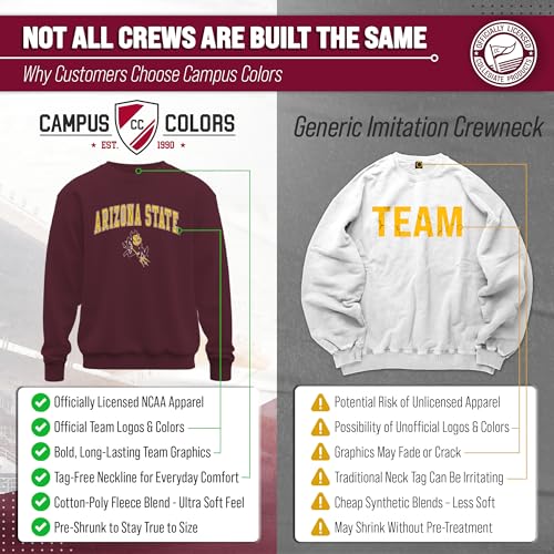 Image of NCAA College Sweatshirt Fleece Crewneck Pullover for Men and Women | Officially licensed NCAA college gameday crewneck pullover - 9 oz fleece lined sweatshirt with arch and logo design