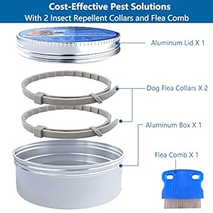 Flea collar for dogs  2 pack dog flea collar  12 months natural flea and tick prevention for small medium large dogs  adjustable  safe  free flea comb   cucciolini doodles
