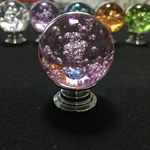 Anjuu 12 Pcs 30Mm Round Shape Bubble Crystal Glass Cabinet Knobs With Screws Drawer Knob Pull Handle Used For Kitchen, Dresser, Door, Cupboard (Pink) #TOP4