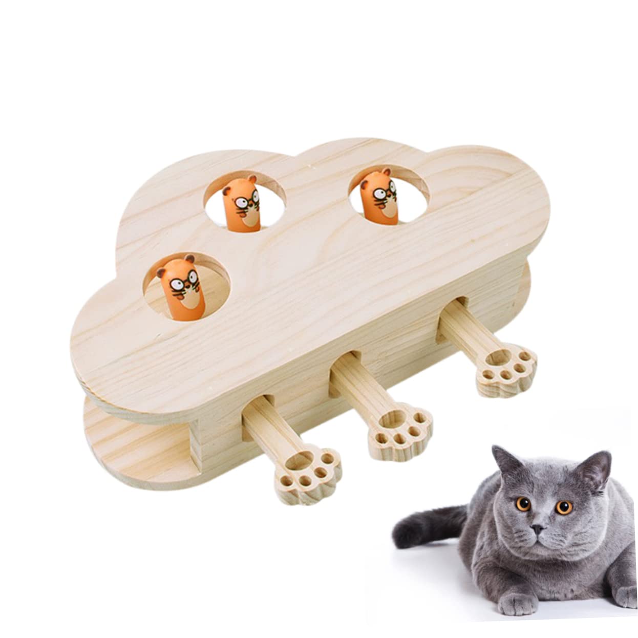 TOYANDONA Holz Katzenspielzeug Mäusespiel Mit Glatter Oberfläche Interaktiv Für Haustiere Katzenminzenspielzeug