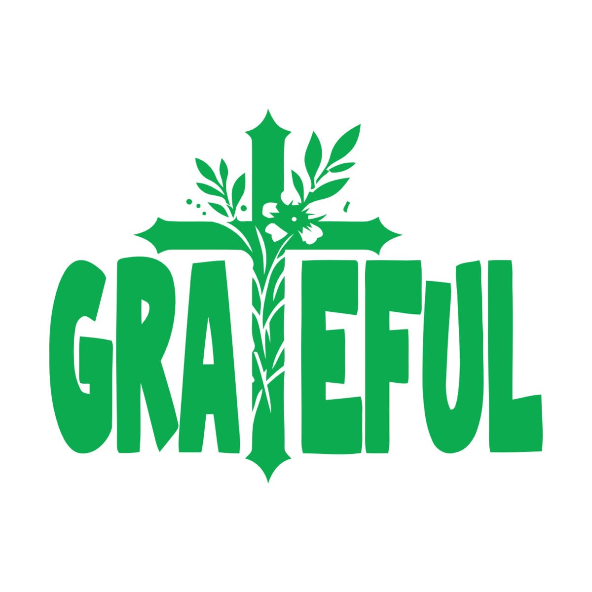 Vinyl Art Sticker 基督教圣经引文 Grateful 34x44.7cm Waterproof Green