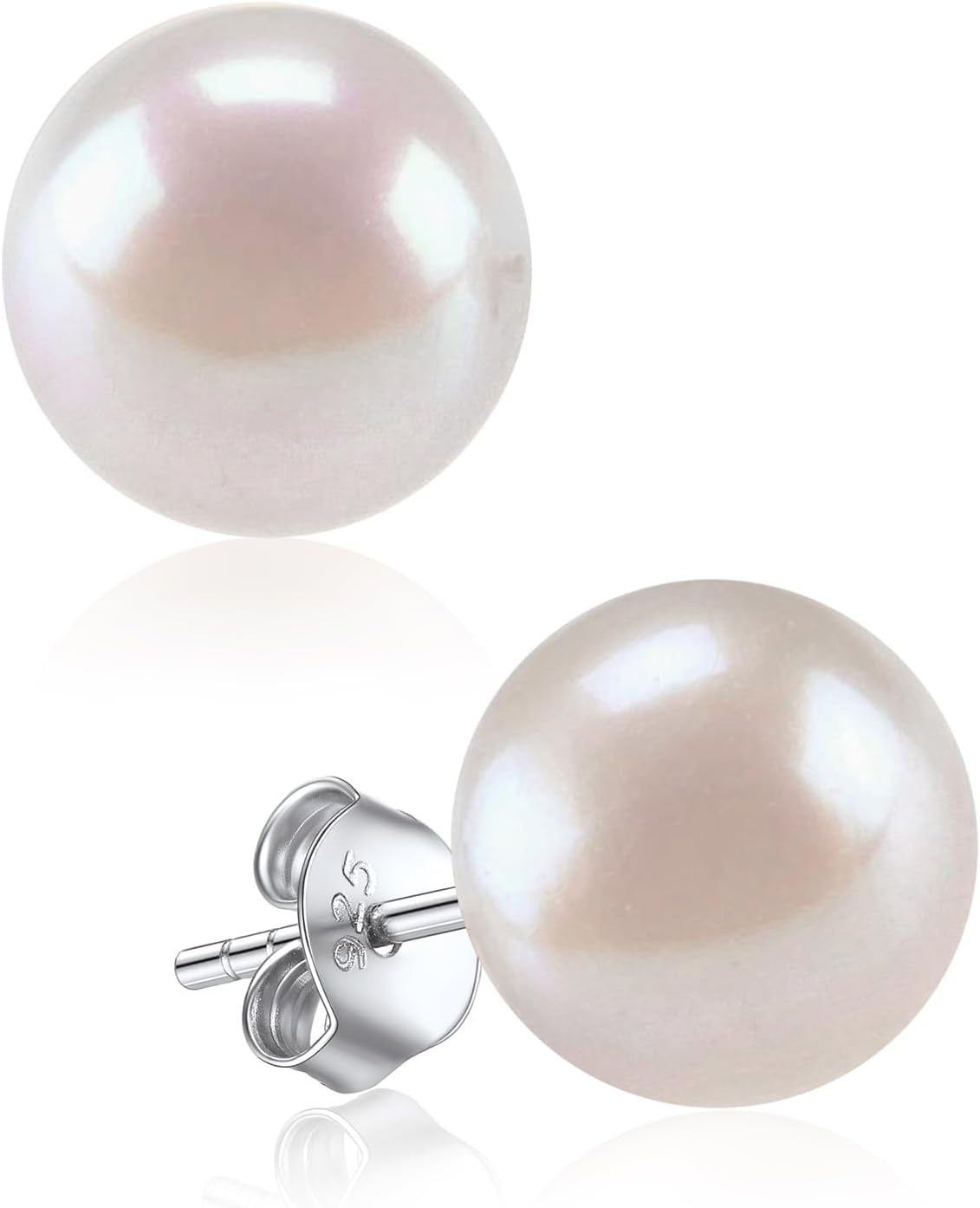 Pearl Earrings for Women 925 Sterling Silver Freshwater Cultured Pearl Stud Earring Cartilage Piercing Jewellery(With Gift Box)