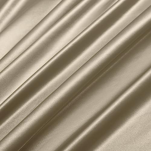 Image of Ersmak Luxury 7-Piece Silky Sand Satin Bed Sheets Set - King Size with Deep Pocket, Flat Sheet, 4 Pillowcases & Body Pillowcase