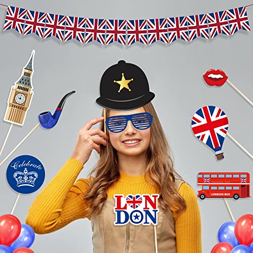 Lide Road 25Pcs British Photo Booth Props British National Day Party Decorations British Party Props Uk England Selfie Props With Stick For London National Day Party Decorations #TOP4