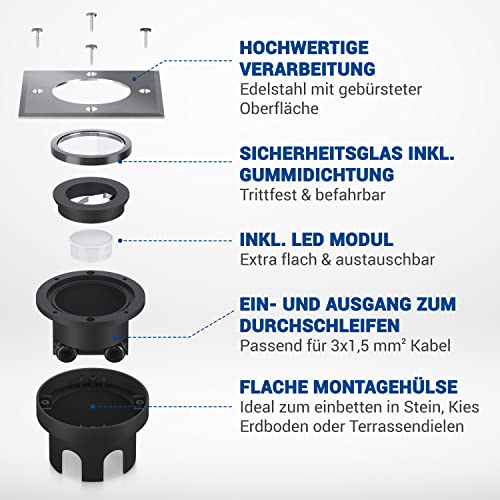 Bodeneinbaustrahler lambado flacher LED Bodenstrahler mit RGB-Farbwechsel