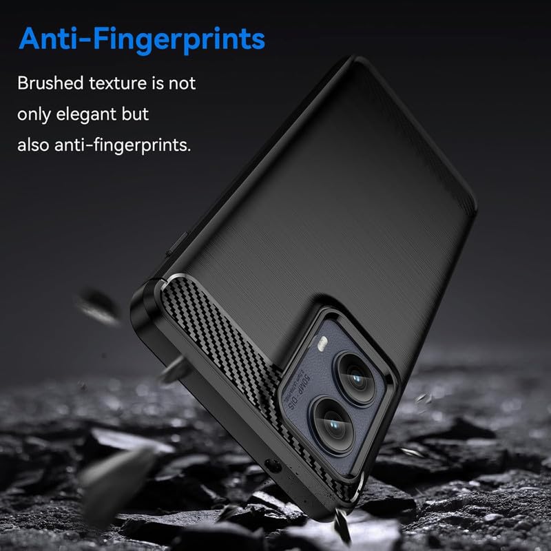 Image of Carbon Fiber Shockproof Zebra Back Cover for Moto Edge 5G 2024 - Black