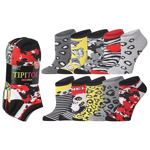 Image of Tipi Toe Women's 10 Pairs Lightweight Colorful Socks - Fun Low Cut Patterns for All-Day Comfort and Easy Everyday Style