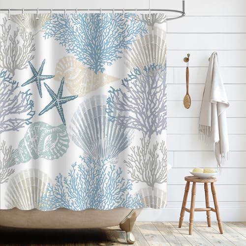 APROPHIC Duschvorhang Sommer Seestern Muschel Coral Beach Thema, 180 x...