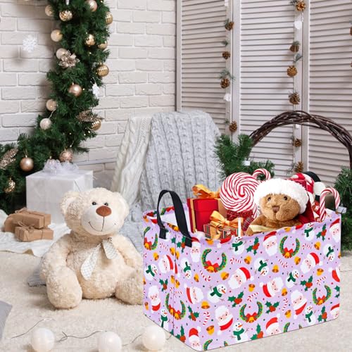 Image of Rectangular Christmas Basket Storage Bin Collapsible Nursery Hamper Book Shelf Basket Xmas Party Box