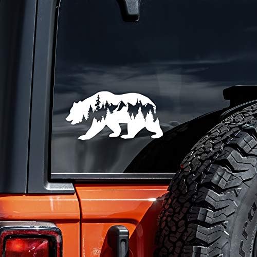 Bear Mountains Adventure Wanderlust Decal Vinyl Sticker Auto Car Truck Wall Laptop | White| 7.5" x 3"