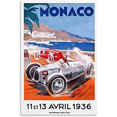 Print On Canvas 60 * 90cm No Frame 936 Grand Prix De Monaco Posters Home Furnishing Decorative Living Room Bedroom Cover