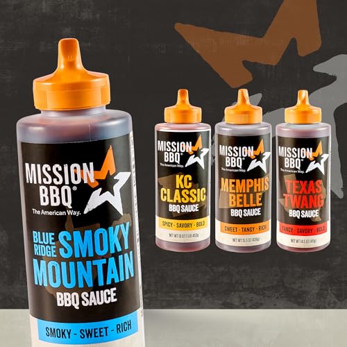 Image of MISSION BBQ BBQ Sauce, Blue Ridge Smoky Mountain, A Rich Barbecue Sauce That Is Perfect For Adding A Smoky, Sweet Flavor to Chicken, Pulled Pork and Seafood, 15 oz (Pack of 6)